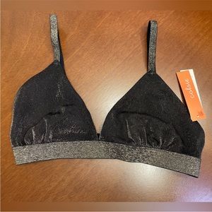 Coffee medium sparkle black sports bra